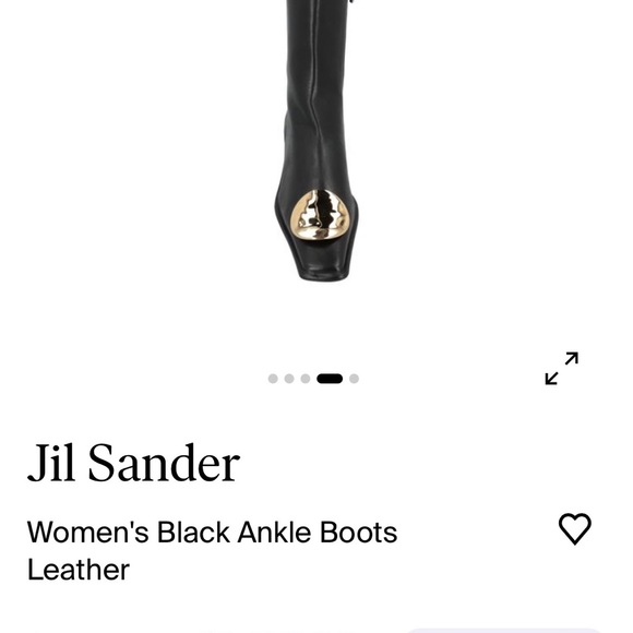 Jil Sander Black Leather Ankle Boots with Gold Detail - Picture 2 of 7